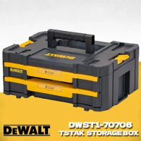 DEWALT T-STAK IV Tool Box DWST1-70706 Storage Box With 2-Shallow Drawers Double Layer Stackable Accessory Parts Dewalt Tool Case