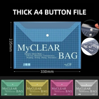 100pcs Thick A4 Button File Folder File Bag Office Document Stationery Bag Filling A4 Paper File Hol