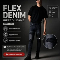 Weird Jeans - Austin Black - Celana Jeans Panjang Pria Slimfit Ripped Sobek Tambal Austin black,32