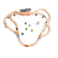 【PAMABE】木製玩具火車軌道組-雙層高架車站(軌道車/玩具車/玩具收納/兒童玩具/自由組合)