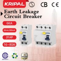 ELCB manufacturer KRIPAL 2P 63A Differential mcb circuit breaker 63A 300mA ELCB earth leakage circui