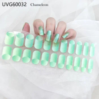 22Tips/Sheet Ins Ice Transparent Nude UV Gel Nail Patch Semi Curing Semi Baking Phototherapy Nail Oil Film Light Nail Stickers