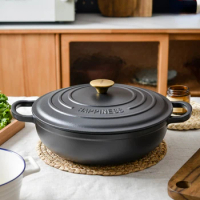 30cm Queen Black Pots Enameled Cast Iron Cookware Cast Iron Pots Multi-functional Non-stick Pot Stew Pot Household Fish Cake Pot