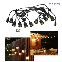 Dây Đui Đèn Ngoài Trời 5M 10 đui/ 10M 15 đui/ 10M 20 đui và Bóng Đèn led Edison G45 4W Sáng Vàng