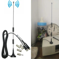 Universal AM/FM Antenna Magnetic Base FM Radio Antenna for Indoor Video with 5 Adapter Home Theater Stereo Receiver Tuner