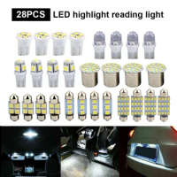 28PCS W5W T10 LED Bulbs Canbus 5730 8SMD 12V 6000K 194 168 LED Car Interior Map Dome Lights Parking Light Auto Signal Lamp