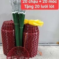 20 Chậu Nan phụ trồng lan + 20 móc bọc nhựa 70cm + 20 lưới lót chậu - nhựa HD bóng loại 1 - đủ size 