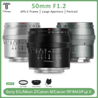 TTArtisan 50mm F1.2 APS-C Large Aperture Manual Focus Fixed Focus Lens for Sony E Fuji XF M4/3 Canon M Nikon Z Canon RF L Mount