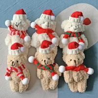 聖誕 圍巾小熊吊飾 腮紅小熊 鑰匙圈 包包配飾 掛件 情侶 聖誕玩偶 小禮物 聖誕節 耶誕【BlueCat】【XM0604】