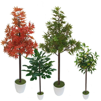 塑料仿真綠色植物假雞爪槭紅楓樹枝葉子三角梅花裝飾落地盆栽