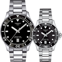 TISSOT 天梭 官方授權 Seastar 1000 海洋之星300米潛水錶 對錶 情侶手錶 送禮推薦 T1204101105100+T1202101105100