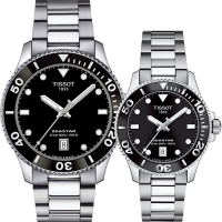 TISSOT 天梭 官方授權 Seastar 1000 海洋之星300米潛水錶 對錶 情侶手錶 520送禮推薦 T1204101105100+T1202101105100