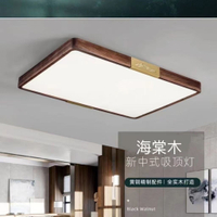 新中式吸頂燈燈具廣東中山全銅客廳燈個性簡約家用實木臥室長方形