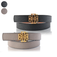 【TORY BURCH】金屬鏤空LOGO防刮雙面用窄版皮帶(新款任選)