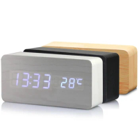 20pcs Imitation Wood LED Wood Wooden Digital LED Desk Clocks Thermometer Timer Calendar Gift