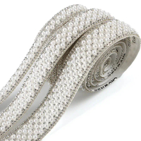(91cm/pack) 1cm/1.5cm/2cm Rhinestone Lace Pearl Self-adhesive Diamond Decorative Ribbon Wedding Dres