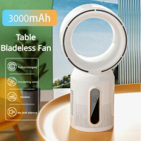 Desktop Bladeless Electric Fan Table Fan 5 Speed Tower Fan For Baby Cooler Air Conditioner USB Rechargeable Cooler Fan