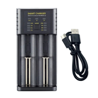 ที่ชาร์จแบตเตอรี่ 2 ช่อง, อะแดปเตอร์ชาร์จอัจฉริยะ USB 3.6/3.7V, สำหรับแบตเตอรี่ Li-ion 10400/14500/1