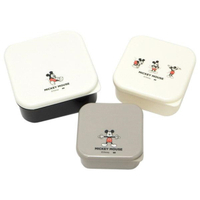 小禮堂 迪士尼 米奇 方形保鮮盒3入組 (米灰動作款) 4981181-604651