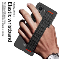 Anti-slip Elastic Wristband Phone Cover For Samsung Galaxy Z Fold 5 Case Handheld Strap Shockproof Protect PC Cases For Z Fold5