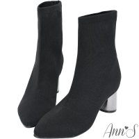 【Ann’S】筷子腿2.0防潑水電鍍粗跟瘦小腿襪靴6cm(黑)