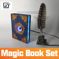 Escape Room Magic Book Set Wizard Theme Game Prop Feather Pen Single Eye Puzzle Put Quill To Holder To Unlock