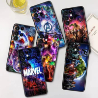 Marvel The Avengers Phone Case For Samsung Galaxy S23 S22 S21 S20 FE Ultra S10e S10 S9 S8 Plus Lite Black Cover