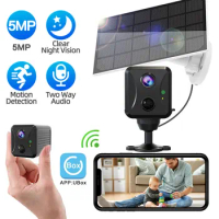Ubox Mini Camera 5MP WiFi Solar Power Indoor CCTV Monitor Security Protection Video Surveillance Rechargeable Battery IP Cam