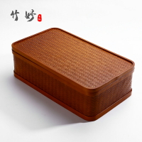 中式竹編茶具收納箱手提便攜旅行功夫茶具收納盒家用防塵桌面茶箱