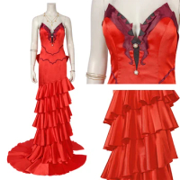 Game Final Fantasy 7 Remake Aerith Gainsborough Red Dress Sexy Uniform Cosplay Costume Halloween Party Outfit