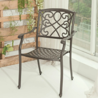 【YU Living 信歐傢居】北歐風復古鋁製花園椅4件組 戶外休閒椅 花園椅(四件一組/黑色)