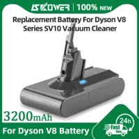 SKOWER 3200mAh Battery For Dyson V8 Animal Absolute Fluffy Motorhead Carbon Fiber Replacement SV10 Handheld Vacuum Cleaner
