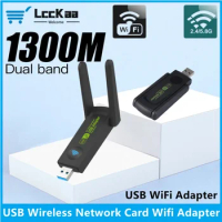 LccKaa 1300Mbps USB WiFi Adapter AC1300 Dual Band 2.4GHz 5GHz WiFi With Antenna 802.11b/n/g/ac Computer PC Network Card Receiver