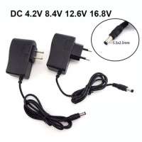 AC 100-240V DC 8.4V 12.6V 16.8V 1A 1000MA 4.2V 2A Power Supply Adapter DC Plug 5.5*2.5mm for 18650 Lithium Battery Charger
