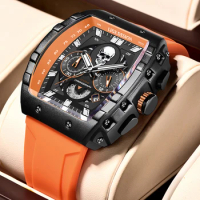 LIGE Fashion Skull Watch For Men Top Brand Luxury Men Watch Sport Waterproof Chronograph Quartz Wristwatches Relogios Masculino