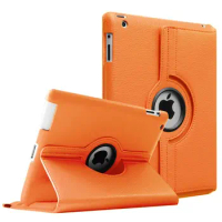 For iPad 2 iPad 3 iPad 4 360 Degree Rotation PU Leather Stand Cover For A1395 A1396 A1397 A1416 A1430 A1403 A1458 A1459 A1460