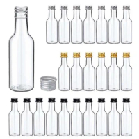 Mini Alcohol Liquor Bottles, Empty Spirit Bottles with Black Cap, Miniature Bottles for Weddings Party, 50Pcs