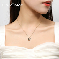 CAROMAY925銀小熊貓項鏈女中國風高級感鎖骨鏈小眾設計感氣質頸鏈