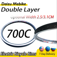 36 Holes Ebike Rim 700C Double Layer Bicycle Rim Electric Bike Wheel Rim Aluminum Alloy Wheel Width 3.1/2.5cm Bike Accessories