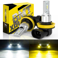 BMTxms 2Pcs 6000Lm CANBUS H8 LED Yellow White 9006 HB4 9005 HB3 H10 9145 H11 Led Fog Lights H16JP LED Bulb Car DRL Driving Lamp