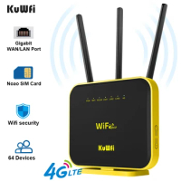 KuWFi Gigabit 5GHz WiFi Router 4G LTE Router Dual Band 1200Mbps WiFi Repeater 3G/4G SIM Card Router Home Office Router
