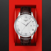 TISSOT天梭 官方授權 TRADITION 經典羅馬石英腕錶 母親節 禮物 推薦 42mm/T0636101603800