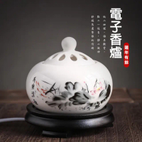 【財神小舖】蓮年有餘-電子薰香爐(可定時/蓮花/水墨/錦鯉)