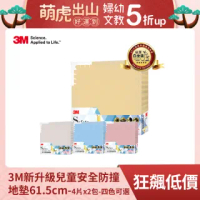 【3M】新升級兒童安全防撞地墊61.5cm-4片x2包-四色可選
