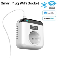 Smart Plug WiFi Socket EU 15A WiFi Bluetooth Wireless Remote Socket Power Plug Smart Life APP Control With Alexa Google Home