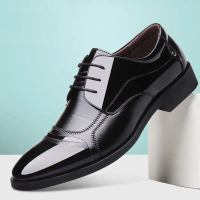 Men's leather shoes, young men's spring business shoes, black British casual leather shoes, men's Ko