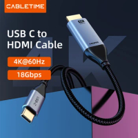 CABLETIME USB C HDMI-compatible Cable 4K 60Hz Type C to HDMI Thunderbolt 3 for Samsung Huawei Book pro C029