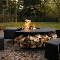 Modern Household Patio Chimeneas Fire Wood Heater Minimalist Round Outdoor Fireplace Table Grill Stand for Garden Camping Stove