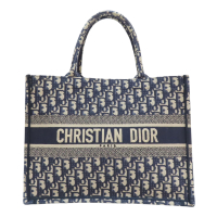 【二手名牌BRAND OFF】Dior 迪奧 藍色 緹花帆布 Book Tote 托特包