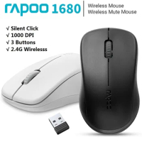 Rapoo 1680 Wireless Mouse Slim Mouse Mouse 1000 DPI Silent 3 Buttons For Computer Tablet Laptop Mute Mice Quiet 2.4G Mouse